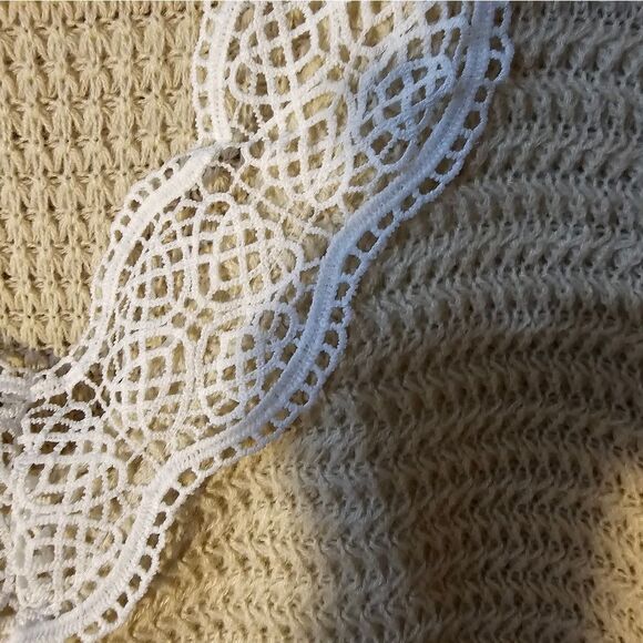 Unbranded long sleeve sweater top women's 1X tan/white pre-owned - Picture 4 of 5